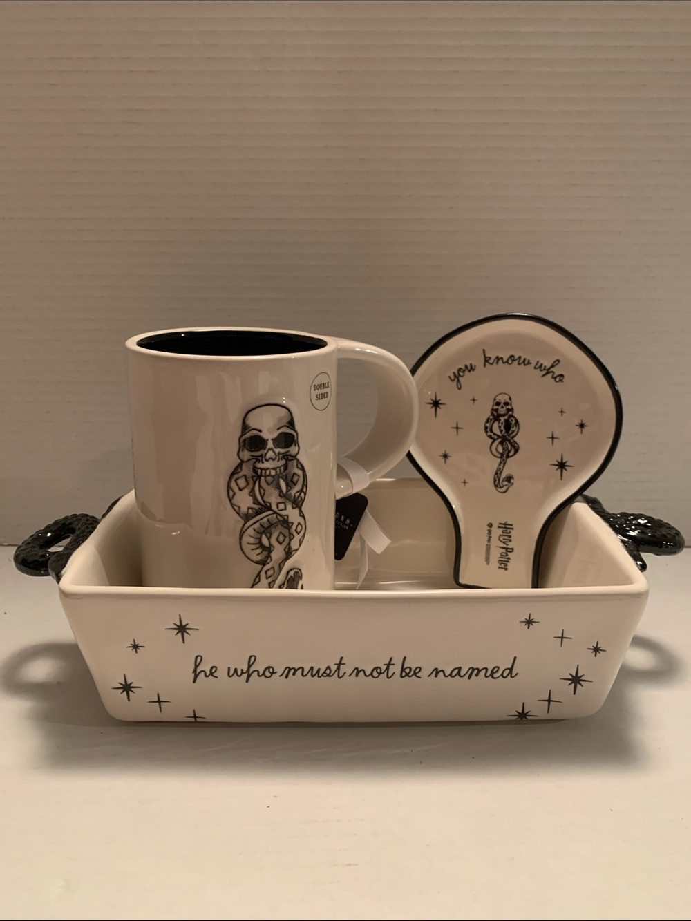 Harry Potter He Who Must Not Be Named Baking Dish Mug Spoon Rest Set NEW